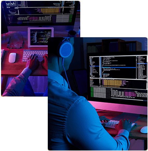 Imagen de un desarrollador web trabajando en su computadora.